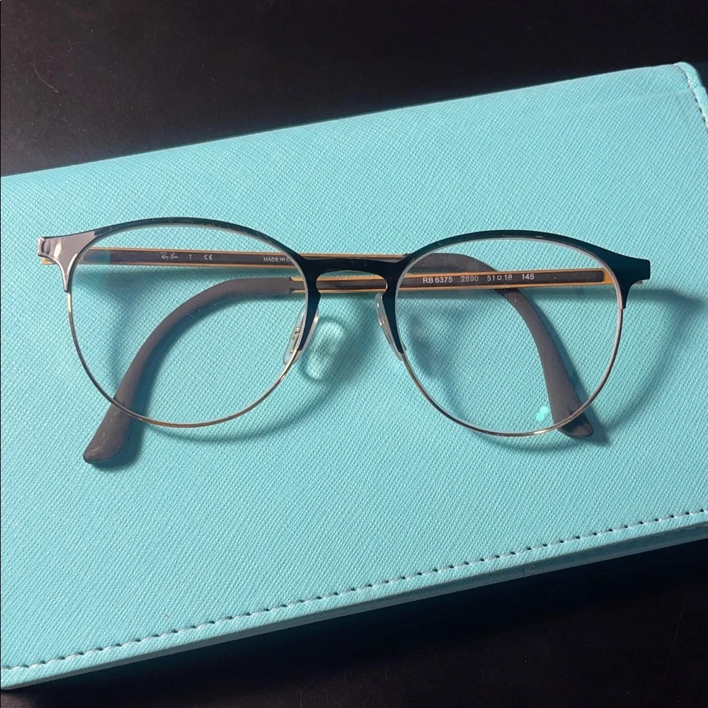 Ray-Ban youth Black and Gold Round Glasses